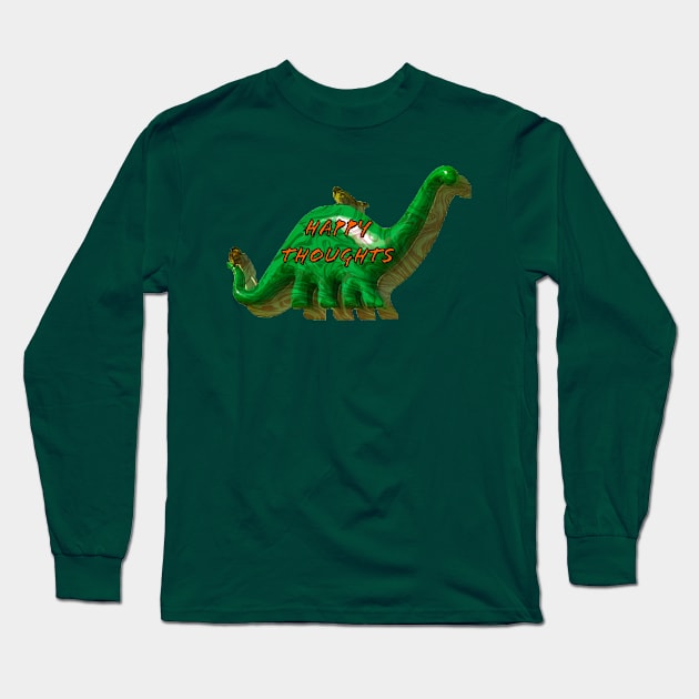 Trippy Dino and Birds - Happy Thoughts Long Sleeve T-Shirt by aadventures